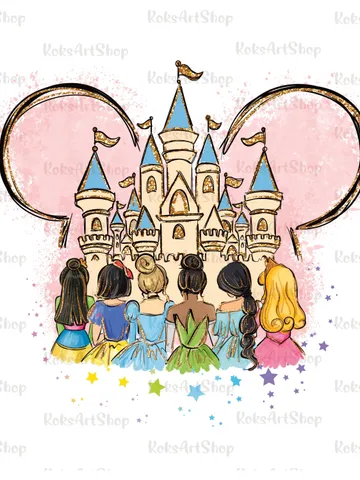 All princess Watercolor Princess PNG, Princess clipart png, Family vacation clipart, Family vacation png, Family trip, All princess design $4.40