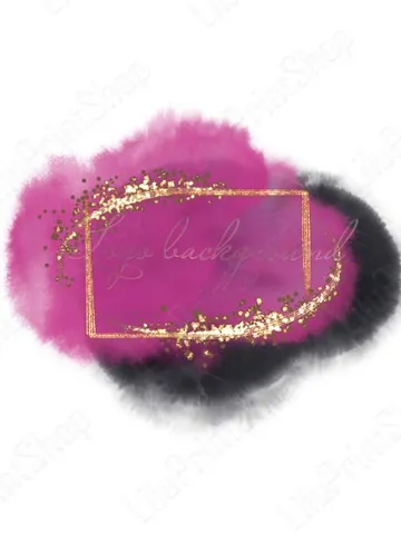 Pink Logo Background Png, Pink and black Watercolor logo with Gold confetti frame, Watercolor splash, digital Instant download $2.44