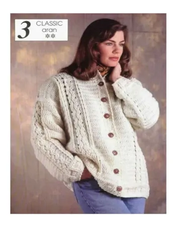 Cardigan aran crochet pattern, women cardigan, chunky cardigan aran crochet pdf $6.68