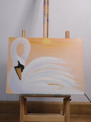 Oil Painting White Swan at Sunset Birds Swans Nature Stretched Canvas 12 x18 inches 30x45 cm Wall Decor Bedroom\Children's Room $166.00
