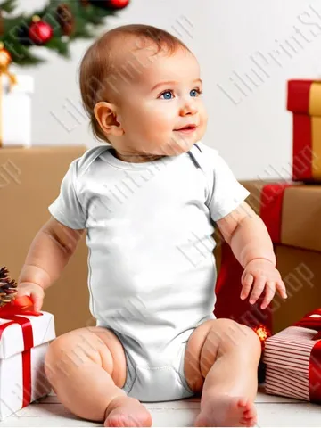 Christmas Infant Romper model Mockup lifestyle White Baby Bodysuit stosk photo jpg digital Instant download $2.71