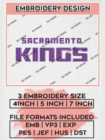 Sacramento Kings Wordmark Logo Embroidery Designs, NBA Kings Embroidery Files, NBA Machine Embroidery Designs, NBA Embroidery Design Machine Embroidery Pattern, Digital Download $6.99