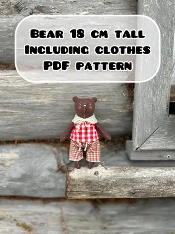 Bear 18 cm tall including clothes PDF pattern