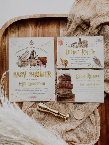 DIY Wizarding World Baby Shower Set; Magic School Baby Shower Template; School of Wizard Baby Shower invitation template; wh1 $22.95