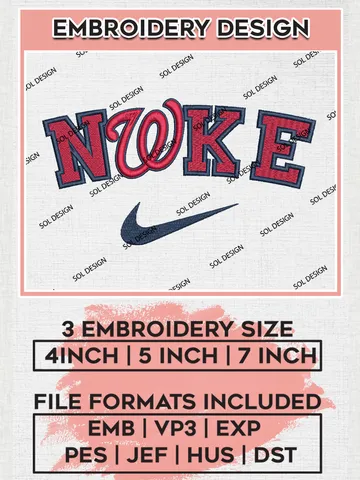Nik.e Washington Nationals Team Logo Embroidery Design, MLB Team Embroidery files, Washington Nationals Baseball Team, MLB Nationals Team, Digital Download $6.99