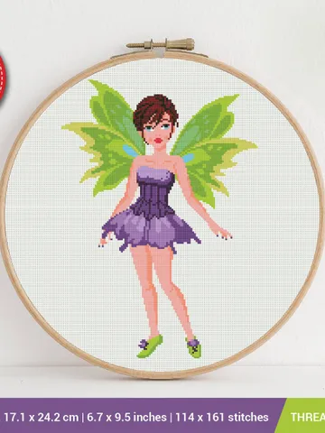 Violet Fairy Cross stitch pattern | Embroidery Pattern | Instant Download | Embroidery Designs $5.94