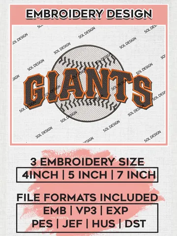 MLB San Francisco Giants Machine Embroidery Files, MLB San Francisco Giants Team Embroidery Designs, MLB Teams, 3 sizes, MLB Machine embroidery designs, Digital Download