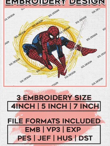 Spider Man Embroidery Design, Spider Man Embroidery Files, Marvel Comic Machine Embroidery, Digital Download EMB_ANIME_125 $6.99