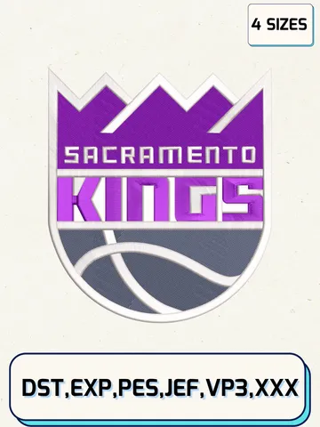 Sacramento Kings Logos Embroidery Design Files,NBA Logos Embroidery Designs,Machine Embroidery Files,4 Sizes $4.99