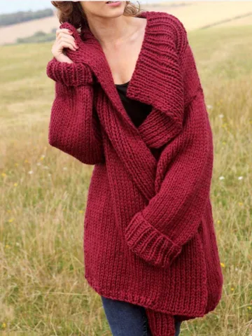 Cardigan women knitting pattern long chunky bulky cardigan instant download $6.68