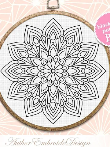 Flower mandala blackwork pattern PDF download Mandala ornament Backstitch chart, Blackwork mandala embroidery PDF, Mandala cross stitch #W38 $4.50