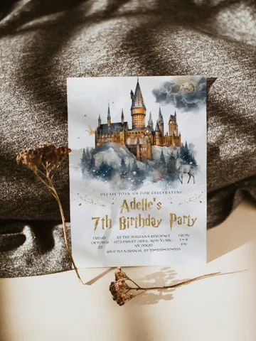 The Chosen One Invitation; Wizard Birthday Party; Magic School 1st Birthday Invitation Template; Editable Wizarding World Invitation; $12.78