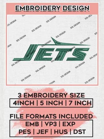 New York Jets Machine Logo Embroidery Designs, NFL Jets, NFL Logo Embroidery Files, NFL New York Jets Machine Embroidery Design, Digital Download