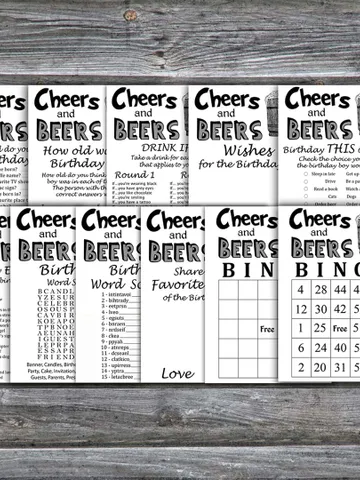 Birthday Games for Him Bundle,Cheers and beers Adult birthday games bundle,Printable Birthday Games for Him $5.95