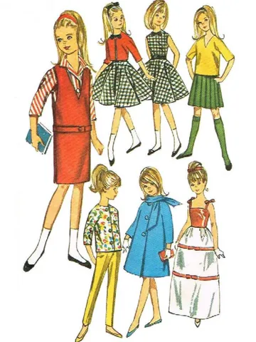 Copy Simplicity 5861 Vintage Skipper Sewing Pattern Wardrobe Clothes for Dolls 9" Digital Download PDF $2.50