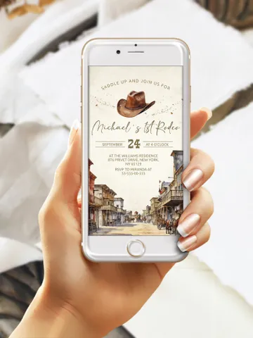 First Rodeo Wild West Birthday Invitation template; Wild West My First Rodeo Bday Western Invite ; Our Little Cowboy is One; Cowboy fr12 $12.78
