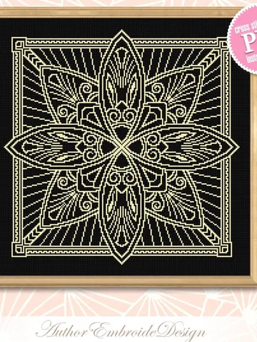 Square mandala cross stitch pattern PDF download Carpet counted cross stitch chart, Square ornament pattern for cross stitch pillow #M223 $4.60
