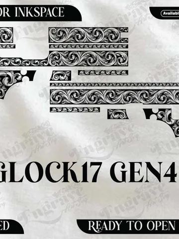 Glock17 Gen4 Scroll Design,lasercut,laserengraving,fiberlaser,engravingfiles,metalart $40.00