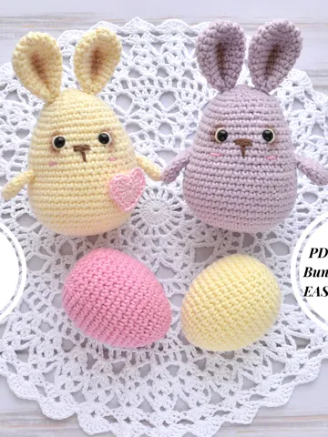 Easter Bunny pattern, Crochet pattern, Eggs and heart pattern, Amigurumi pattern, Crochet bunny pattern, Beginner patter $3.80