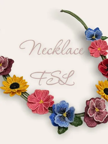 The set of 7FSL designs flowers leaves and braid for making necklaces and other jewelry Flower FSL Embroidery pattern flower motif 3D floral $33.49