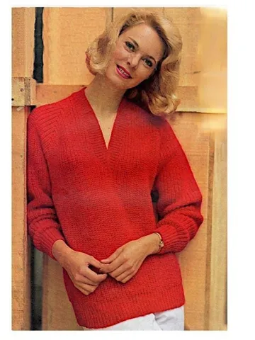 Sweater knitting pattern, classic sweater pattern, V-neck sweater pattern pdf instant download $6.68