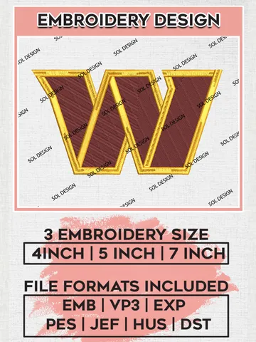 Washington Commanders Embroidery Designs, NFL Commanders, NFL Logo Embroidery Files, NFL Washington Commanders Machine Embroidery Design, Digital Download