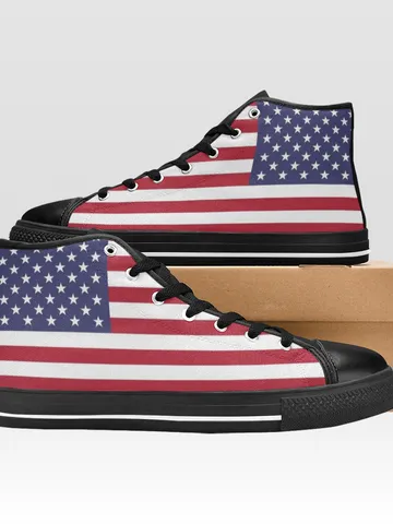 Flag of the United States of America USA Shoes, High-Top Sneakers, Handmade Footwear $72.00