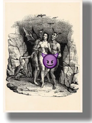 Sinner and demons in hell. Erotic scene. $22.00