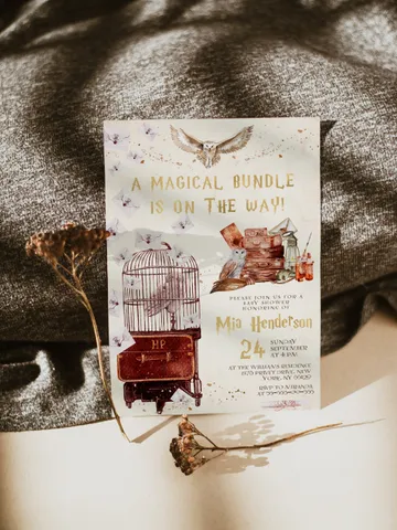 DIY Wizarding World Baby Shower iNVITATION; Magic School Baby Shower Template; School of Wizard Baby Shower invitation template; wh1 $11.62