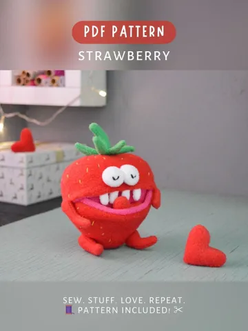 Fleece Plush Toy Pattern β Cute Strawberry Softie PDF $9.00