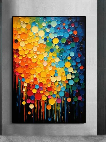 Large Colorful Impasto Bubble Oil Painting, Textured 3D Abstract Art, Rainbow Modern Wall Art Decor, Vibrant Artwork, Home Office Decor $113.95
