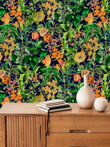 Spring Flowers Palm Peel and Stick wallpaper Removable wp2 $6.00