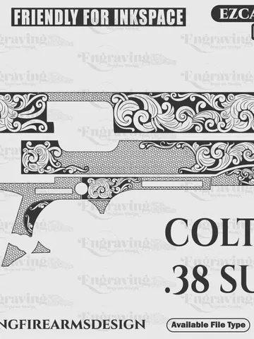 Colt1911 38 Super Scroll Design Svg,lasercut,laserengraving,fiberlaser,engravingfiles,laserpattern,engravingdesign,engravingpattern,metalart $59.99