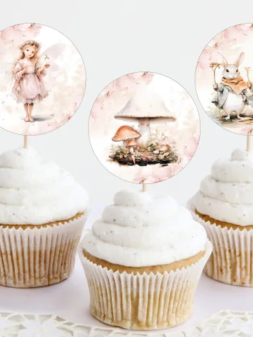 Editable Fairy Birthday cupcake topper template Fairy Birthday Magical Enchanted Fairy Birthday Pixie Fairy cupcake sticker Party fa12 $12.78