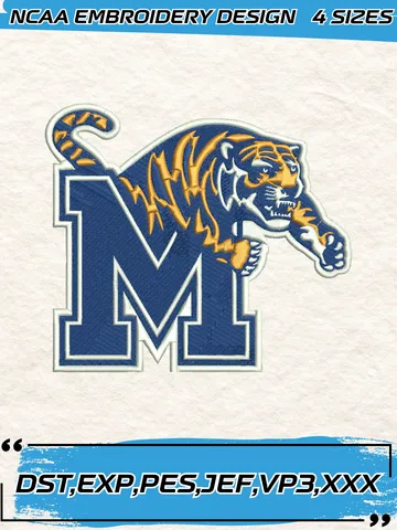 Memphis Tigers Embroidery Designs, Football Team NFL Machine Embroidery Digitized Pes Files, 4 Sizes, Digital Download $4.99