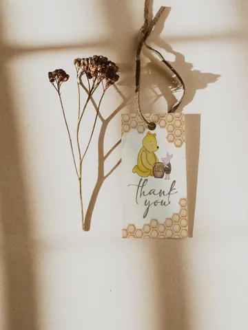 Editable Favor tag Winnie the Pooh; Winnie the Pooh 1st Birthday; Printable thank you tag sticker; Pooh Party Decoration; hc12 $10.45