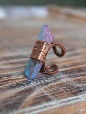 Unique handmade quartz ring in a copper frame made using the electroforming process $49.00
