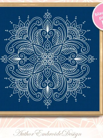 Floral mandala blackwork pattern PDF Blackwork mandala embroidery download PDF, Backstitch chart Mandala ornament, Blackwork embroidery #W30 $4.60