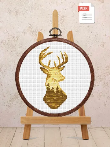 Deer Cross Stitch Pattern, Animal Cross Stitch, Embroidery Deer, Watercolor Deer Silhouette Cross Stitch, Modern Cross Stitch #anm025 $4.00