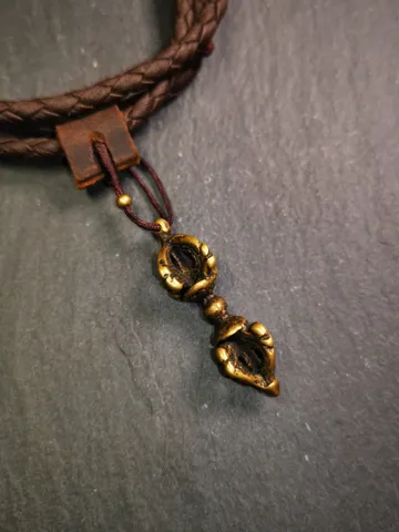 Gandhanra Tibetan Buddhist Amulet,Dorje Vajra Pendant with Leather Chord,Made of Brass,1.5" $29.99