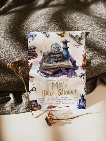 DIY Wizarding World Baby Shower iNVITATION; Magic School Baby Shower Template; School of Wizard Baby Shower invitation template; wF55 $11.62