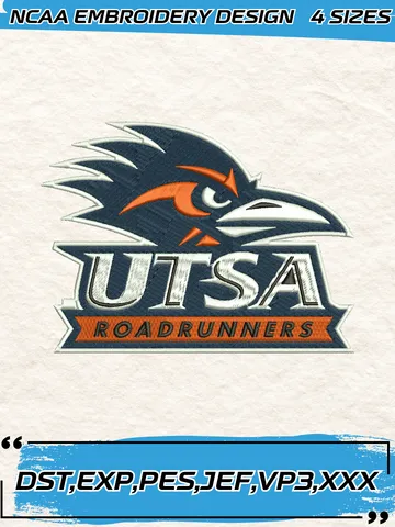 UTSA Roadrunners Embroidery Designs, Football Team NFL Machine Embroidery Digitized Pes Files, 4 Sizes, Digital Download $4.99