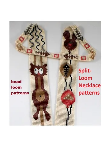 Bead loom patterns, schemes for a Gerdan-Split-Loom Necklace, Beading Loom only Pattern, Instant Download, PDF $10.00