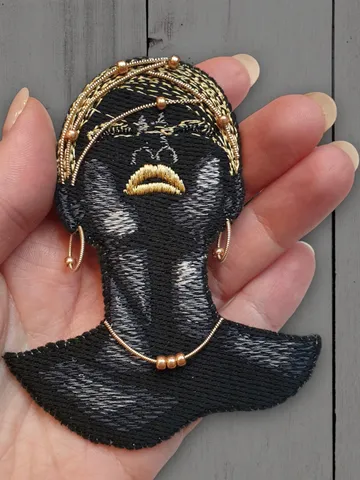 African woman machine embroidery design to create a brooch, keychain, pendant machine embroidery pattern woman motif $8.08