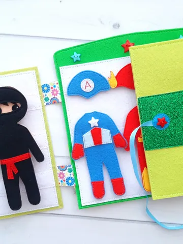Superhero felt doll pattern with wardrobe, Boy Felt Doll with sets of clothes pattern, Felt Pattern pdf for boys 2,3,4,5 year old $14.94