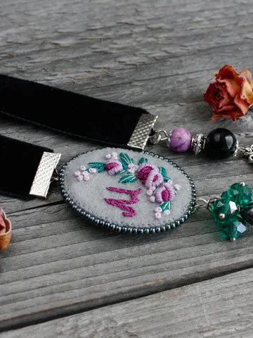 Purple green velvet ribbon bookmark with charm Peonies personalized floral bookmark monogram Beaded book mark for Bible Custom letters