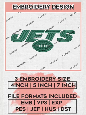 NFL New York Jets Wordmark Logo Embroidery Design Files, NFL Jets, NFL Logo Embroidery Files, NFL New York Jets Machine Embroidery Design, Digital Download $6.99