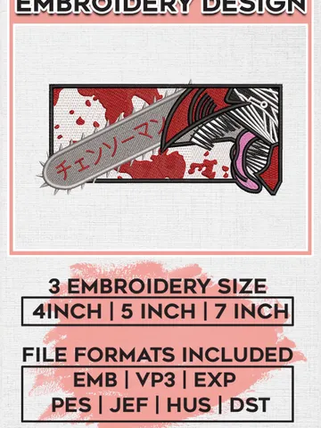 Denji Embroidery Designs, Denji Anime Character Embroidery Files, Chainsaw Man Machine Embroidery Pattern, Digital Download EMB_ANIME_209 $6.99