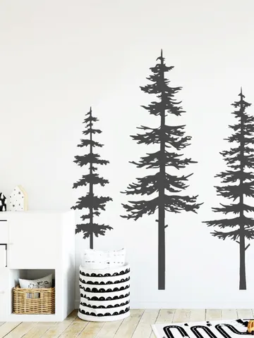 Pine Tree Forest Wall Decals - Tree Wall Decals, Forest Mural, Bear Decals, Large Wall Decals, Children's Forest Decals ga219 $82.99