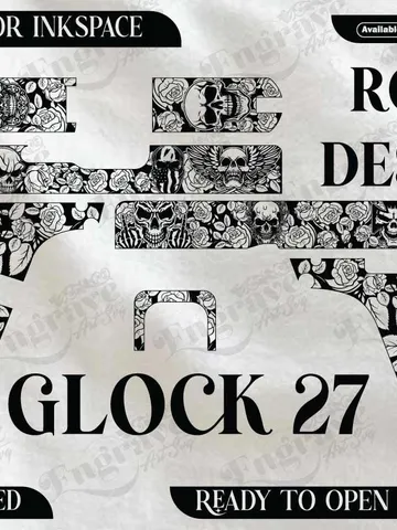 Glock27 Rose With Skull Design,lasercut,laserengraving,fiberlaser,engravingfiles,metalart $40.00